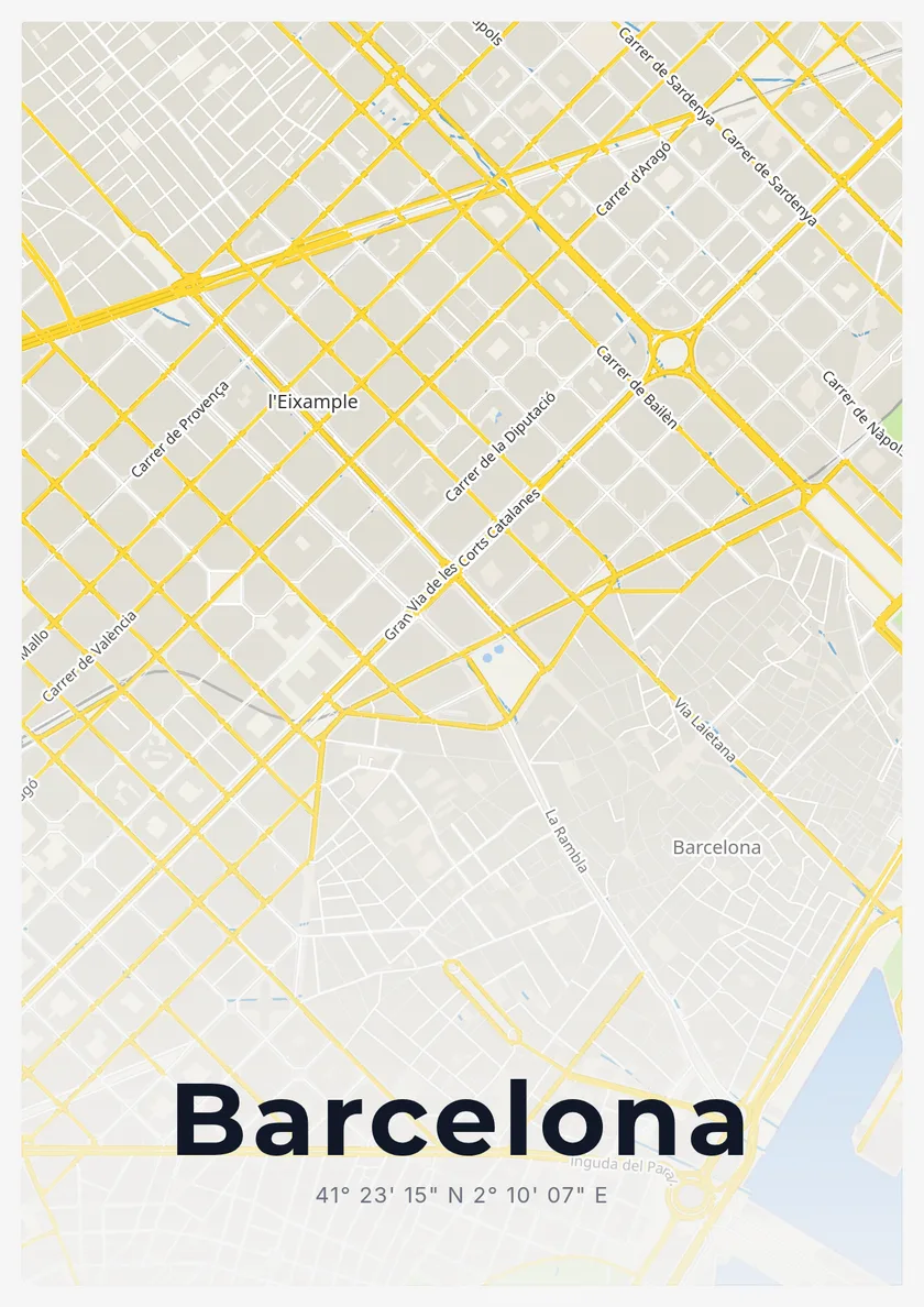 Barcelona city map poster in the Liberty style
