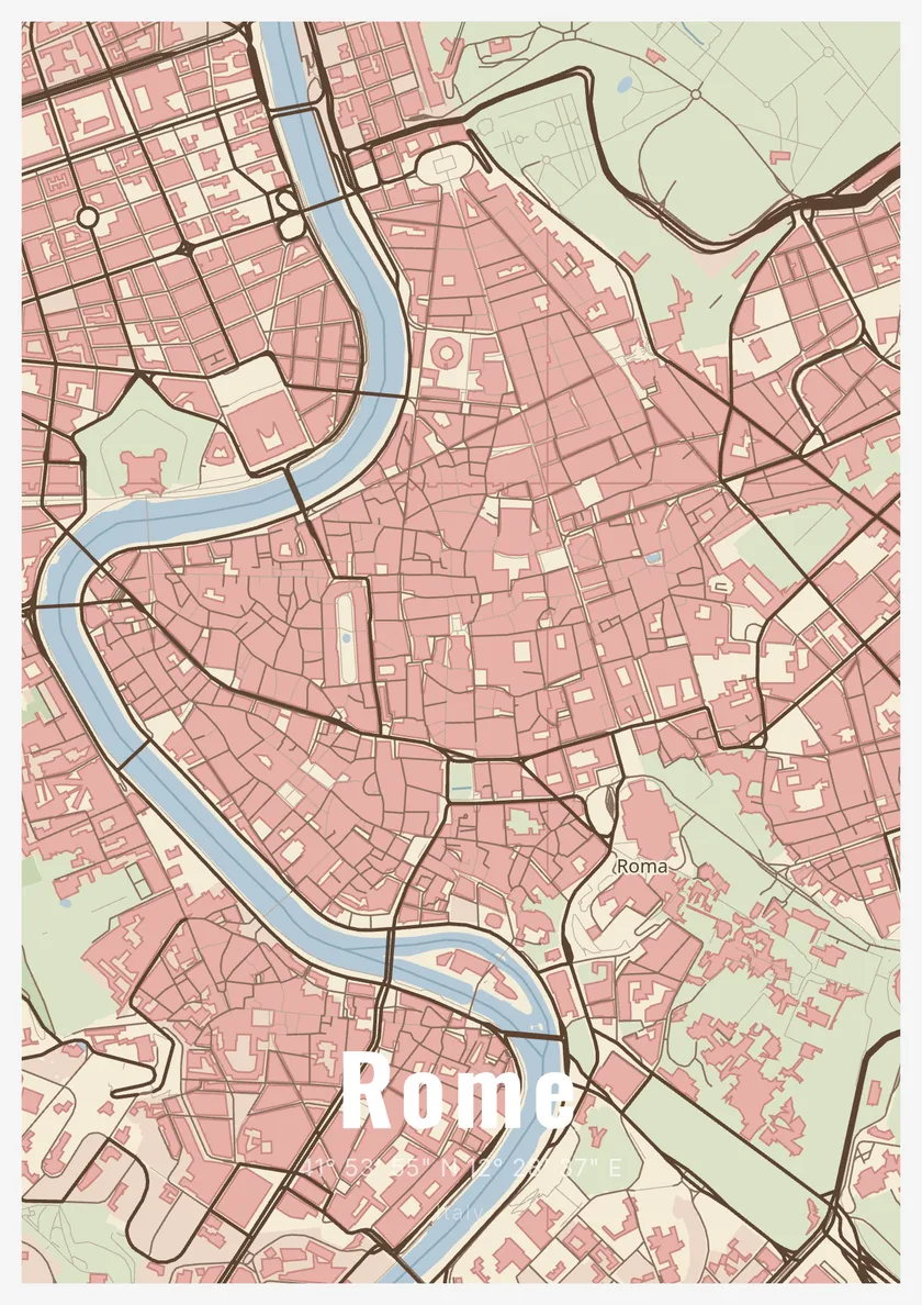 Rome city map poster in the Kadaster style